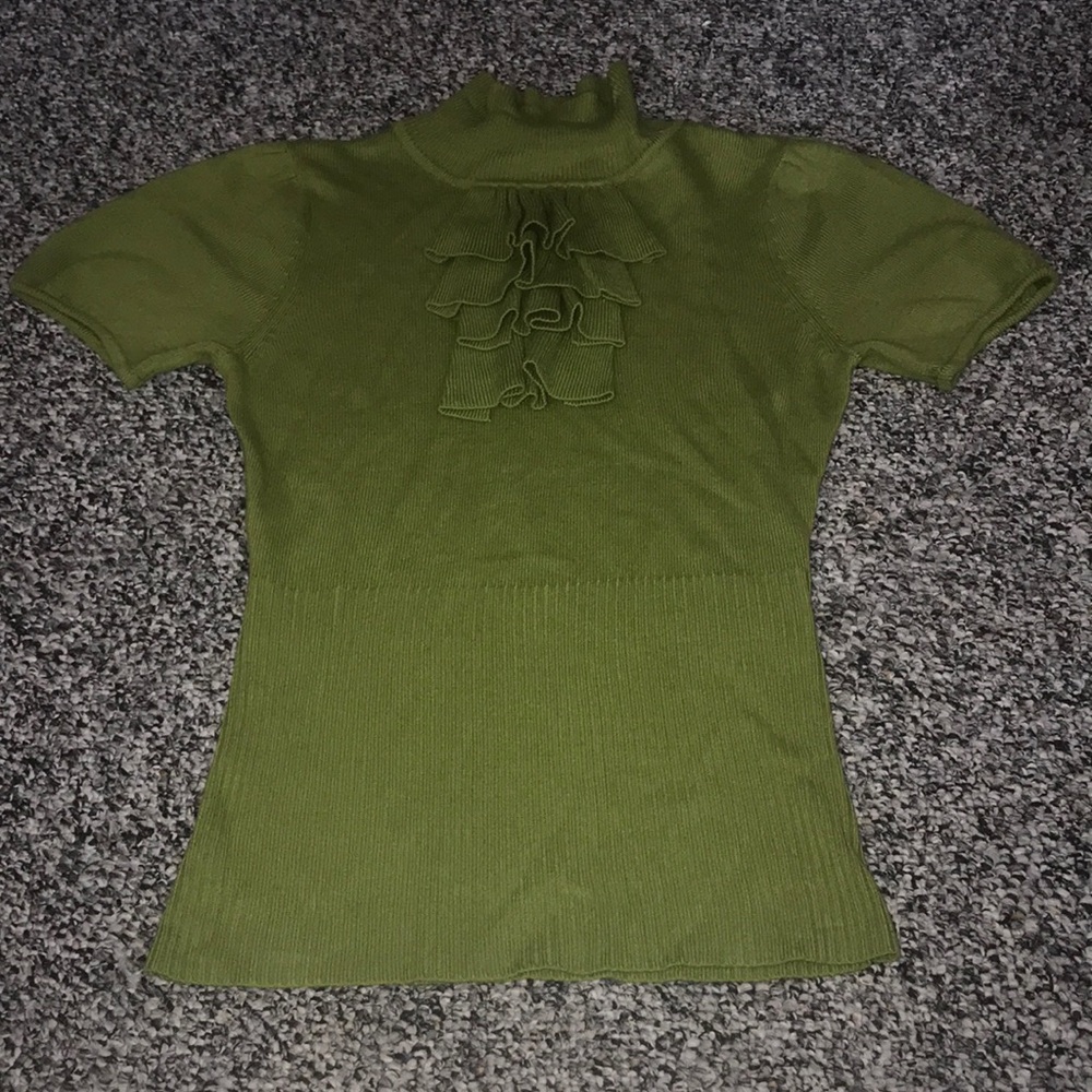 CATO GREEN RUFFLE SWEATER-SHIRT